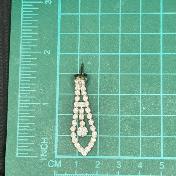 Earrings – Vintage 1950s Rhinestone Marquise Drop Dangles - Picture 4 of 4